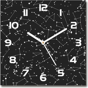 Négyzet alakú csendes üveg falióra Csillagkép 30x30