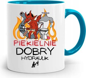 Kék Bögre Ajándék Vízvezeték Szerelőnek Pokolian Nyomtatott Fotóval