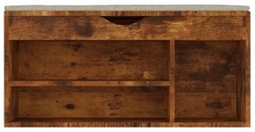füstölt tölgy színű cipőtároló pad párnával 104 x 30 x 49 cm