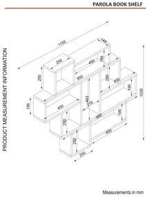 Fali polc PAROLA 103,5x115,5 cm fehér