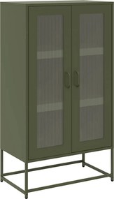 vidaXL Highboard olívazöld 68x39x123 cm Acél