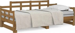 vidaXL mézbarna tömör fenyőfa kihúzható kanapéágy 2 x (90 x 200) cm