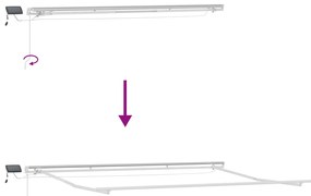 Kézi behúzható napernyő LED világítással, világosszürke 450x300 cm