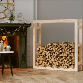 tömör fenyőfa tűzifatartó állvány 100x25x100 cm