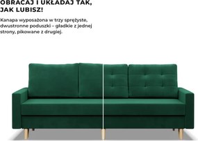 Etna kanapéágy, bársony, bonell töltet, zöld