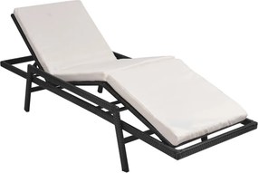 vidaXL fekete polyrattan napozóágy párnával