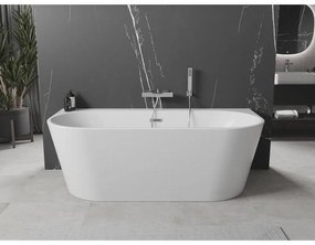 Mexen Oval+, falhoz szabadon álló kád 170 x 80 cm, fehér fényes, króm túlfolyó, 52681708000-01