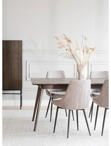 Sötétbarna bővíthető étkezőasztal tölgyfa dekorral 90x190 cm Yumi – Rowico