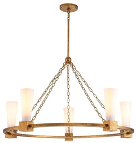 Elstead KRISTY5-DG-OPAL - KRISTY rúdon függő csillár 5xE27/40W/230V rézszínű