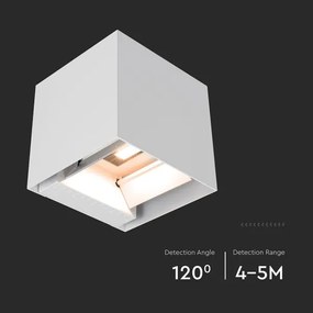 LED napelemes fali lámpa érzékelővel LED/9W/5V IP65 2600 mAh fehér