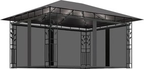 vidaXL antracit pavilon szúnyoghálóval/LED fényfüzérrel 4 x 3 x 2,73 m