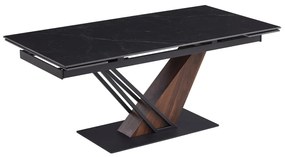 Fekete Márvány/Dió Színű Bővíthető Étkezőasztal. REX 2 180-240 cm