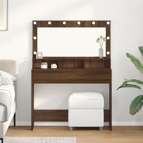 LED-es Sminktükör Barna Tölgy 100x41x135 cm