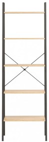 5-szintes világosbarna-fekete állópolc 56x35x174 cm