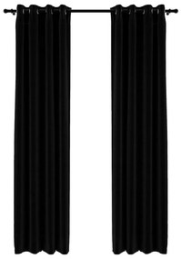 vidaXL 2 db fekete, vászonhatású sötétítőfüggöny fűzőkarikával 140 x 225 cm