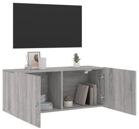szürke sonoma színű falra szerelhető TV-szekrény 100x30x41 cm