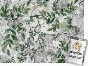 Fotótapéta Flizelina Fal Szerkezet Vakolat Levelek Zöld 150x105 ragasztó