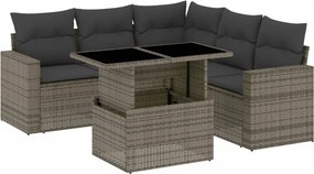 vidaXL 6 részes szürke polyrattan kerti ülőgarnitúra párnákkal