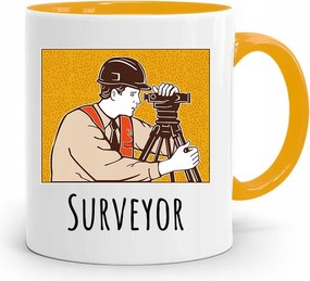 Sárga Bögre Geodéta Surveyor Ajándék fényképes nyomtatással