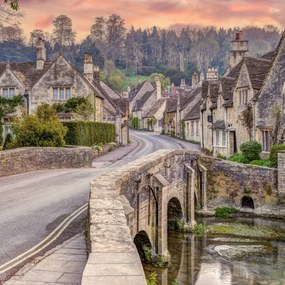 Poszter 20x20cm Házak és kőhíd, Assaf Frank