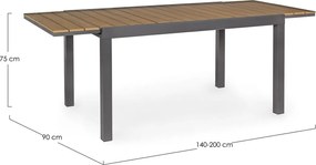 Alumínium kerti étkezőasztal 90x140 cm Elias – Bizzotto