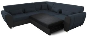 Kihúzható, L alakú, balos sarok ülőgarnitúra tárolórekesszel VISEU antracit/fekete