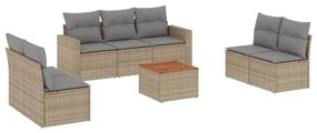vidaXL 8 részes bézs polyrattan kerti ülőgarnitúra párnával