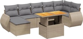 vidaXL 8 részes bézs polyrattan kerti ülőgarnitúra párnával