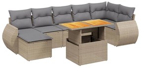 vidaXL 8 részes bézs polyrattan kerti ülőgarnitúra párnával