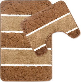 Fürdőszobaszőnyeg Szett 2 Db 50X80 Csúszásgátló Nagy Barna Csíkos