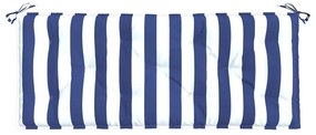 2 db kék és fehér csíkos szövet kerti padpárna 120 x 50 x 7 cm