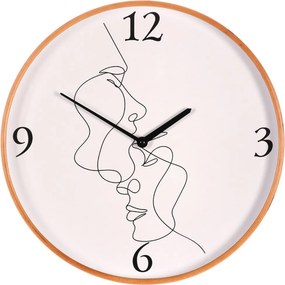 Falióra – 40 cm átmérő, MDF és fa keret, arc mintával