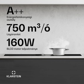 Klarstein AirJet Hybrid Down Air System, Indukciós főzőlap beépített páraelszívóval, 600 m³/h, EEK A+