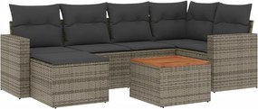 vidaXL 7 részes szürke polyrattan kerti ülőgarnitúra párnákkal