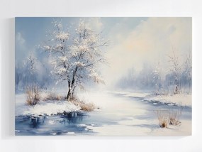 Poszter Tájkép Fa Folyó Tél Hó Jég 120x80