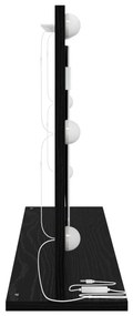 LED világítással ellátott tükör fekete tölgy 80x45x18 cm