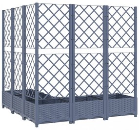 sötétszürke PP rácsos kerti ültetőláda 120 x 120 x 121,5 cm