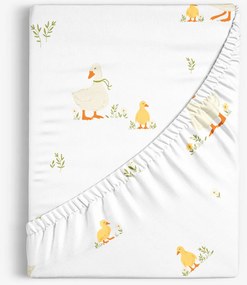 Goldea pamut körgumis lepedő - kacsák 140 x 200 cm