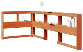 Könyvespolc fejtámla L-alakú viaszbarna 100 cm tömör fa fenyőfa