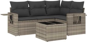 vidaXL 5 részes világosszürke polyrattan kerti ülőgarnitúra párnákkal