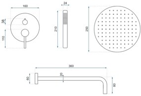 REA-P4110 - LUNGO zuhanyszett falba süllyesztett csapteleppel, arany