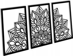 Fali dekoráció Mandala Triptyk 50cm áttört panel 3d Kép Tömör