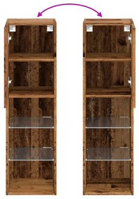 antik fa színű TV-szekrény LED-lámpákkal 30,5 x 30 x 102 cm