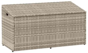 Világosszürke polyrattan kerti tárolóláda 110x50x58 cm