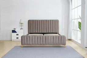 Ágy, szürkésbarna Taupe/gold arany króm, 160x200, KAISA