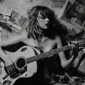 Poszter 70x70cm Fiatal gitárosnő