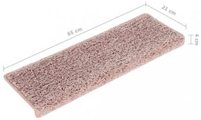 15 db fehér-rózsaszín lépcsőszőnyeg 65x21x4 cm