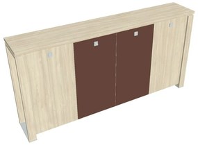 Verno+ közepes gardrób 260 x 46 x 130 cm, kombinált ajtó, akác / barna