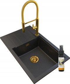 Gránit Mosogató Arany Szifon Csaptelep Magas Louis