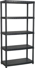 vidaXL fekete műanyag 5 szintes tárolópolc 85 x 40 x 185 cm